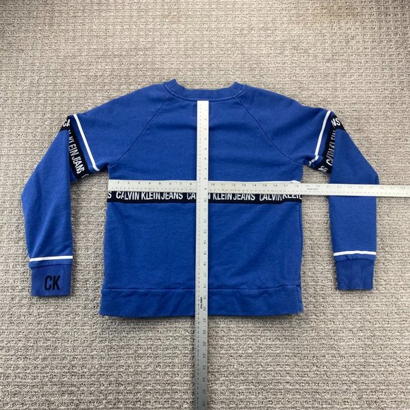 Calvin Klein Jeans Sweater Women Small S Blue Pullover Sweater Spell Out Ladies - Picture 9 of 11